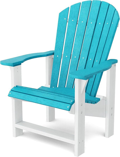 Wildridge Heritage Upright Adirondack Chair, Aruba Blue and White - Outdoor All-Weather Poly Furniture for Patio, Deck, Yard