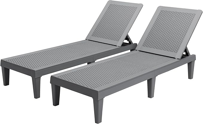 Greesum Outdoor Chaise Lounge Chairs Set of 2 with 5-Position Adjustable Backrest - Photo 1
