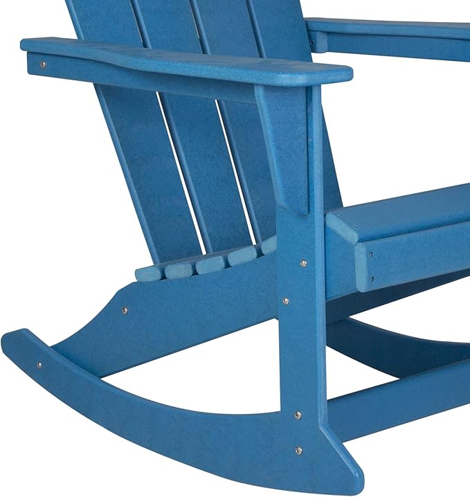 WO WESTIN OUTDOOR HDPE Laguna Outdoor Rocking Poly Adirondack Chair, Pacific Blue