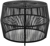 Round Outdoor Coffee Table, 21.7" W x 15.8" H, PE Wicker Rattan, Black Finish, Metal Frame, Lightweight Coastal Style - Photo 1