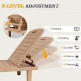 UPDATIO Outdoor Lounge Chair, Resin 5-Position Adjustable Reclining Chaise Lounge, Waterproof Patio Chairs for Pool - Photo 4