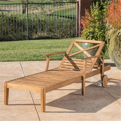 Christopher Knight Home Perla Outdoor Acacia Wood Chaise Lounge, Teak Finish