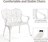HOMEFUN Outdoor Bench, Patio Garden Benches Waterproof Metal Loveseat Cast-Aluminum Outdside Furniture for Park Lawn - Photo 6