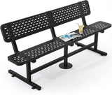 YITAHOME 6ft Outdoor Metal Park Bench with Back, Heavy Duty Park Carbon Steel Bench - Photo 1