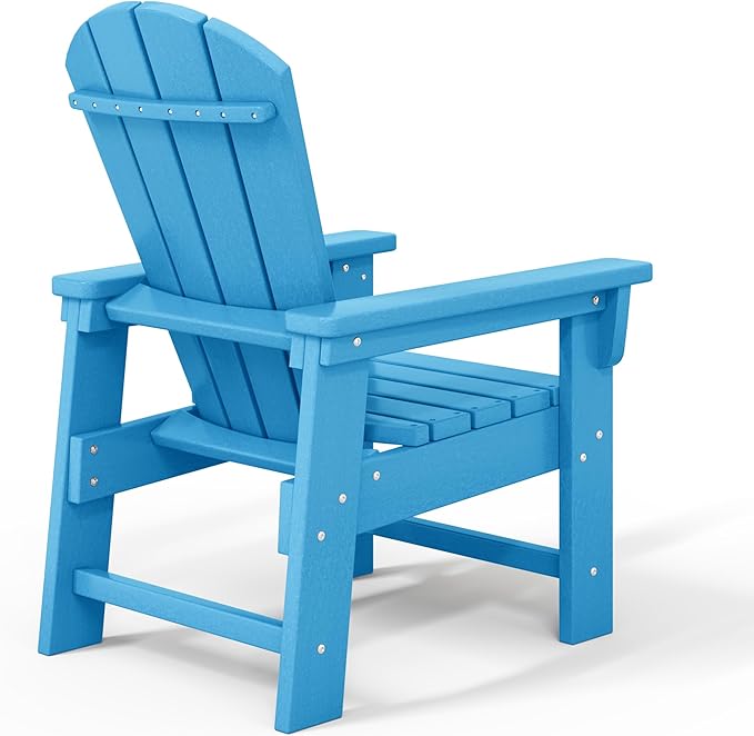 WestinTrends Malibu Kids Outdoor HDPE Adirondack Plastic Patio Chair, Pacific Blue