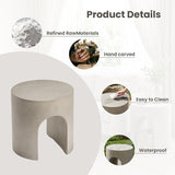 COSIEST Grey Outdoor Side Table, 15.7" Modern Concrete End Table with Arched Open for Patio - Photo 4