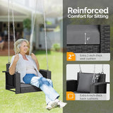 2 FT Wicker Porch Swing, Square Single Person Outdoor Hanging Swing Bench. Handwoven with Weatherproof PE Rattan - Photo 6