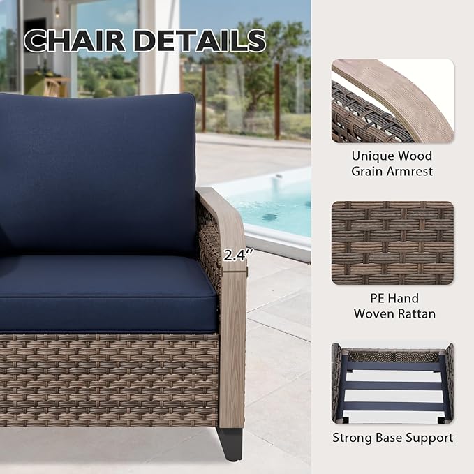 EAGLE PEAK Wicker Outdoor Patio Sofa Modern Rattan Patio Furniture Loveseat for Backyard Deck Porch Balcony - Photo 4