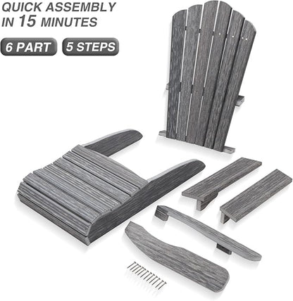 Adirondack Chair Set of 4, Outdoor Oversized Patio Chair Poly Lumber Weather Resistant & Durable Fire Pits Chair for Poolside,Lawn and Garden,350lbs Weight Capacity