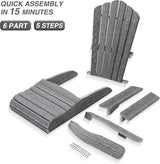 Adirondack Chair Outdoor, Oversized Patio Chair Poly Lumber, Weather Resistant & Heavy Duty, Fire Pits Chair for Porch - Photo 9