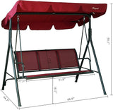 Kozyard 3-Person Outdoor Canopy Porch Swing Chair, Breathable Textilene Armrest Seat, Adjustable Shade - Photo 5