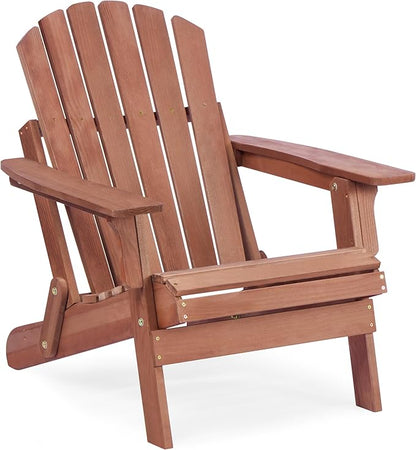 Oversize Wooden Outdoor Folding Adirondack Chair with Pre-Assembled BackRest & SeatBoard, Wood Patio Chair for Garden Backyard Porch Pool Deck Firepit