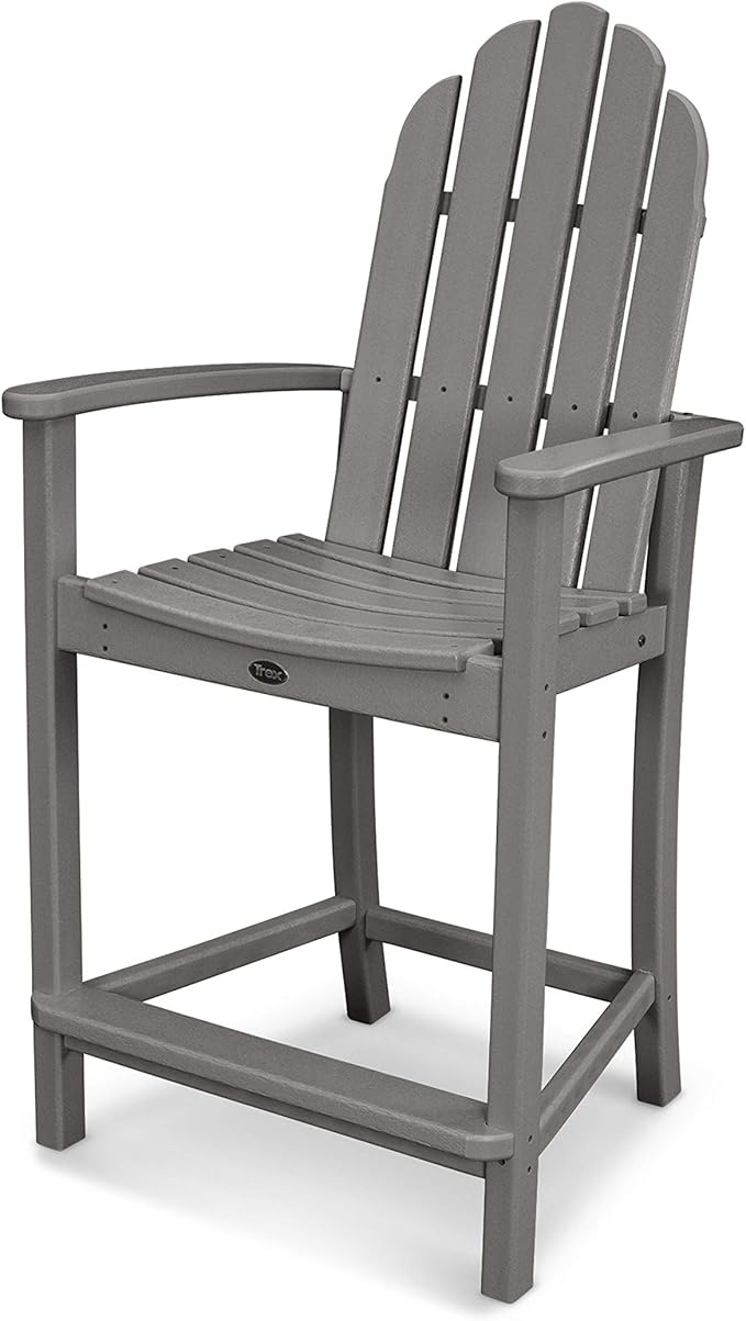 POLYWOOD Adirondack Counter Height Chair, Slate Grey