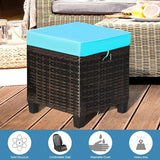 Tangkula 2 Pieces Outdoor Patio Ottoman, All Weather Rattan Wicker Ottoman Seat, Patio Rattan Furniture - Photo 9