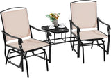 Yaheetech Outdoor Glider Chairs with Glass Table Rocking Chairs - Photo 1