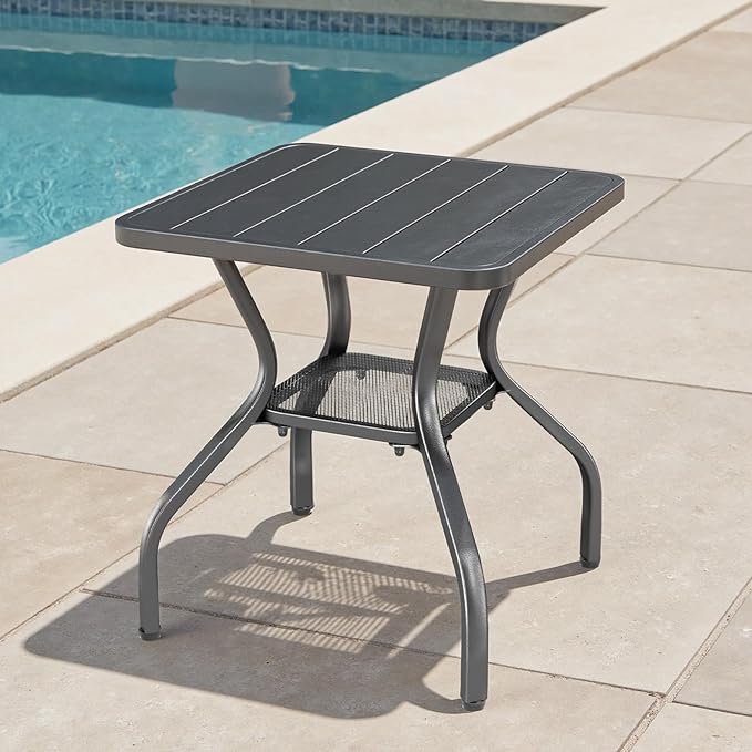 Rilyson Patio Tables Outdoor Coffee Table - Metal Side Tables End Table for Patio Proch Deck Balcony Garden Squre - Photo 2