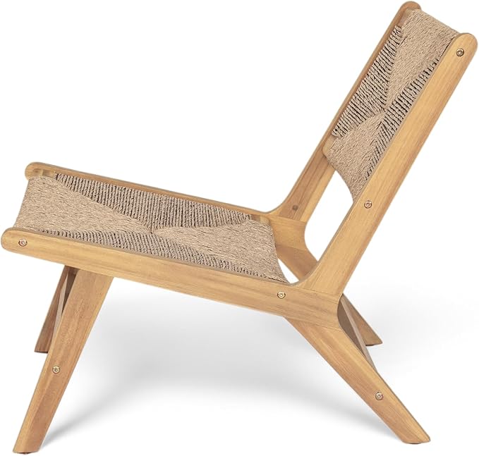 GDFStudio Acacia Wood Outdoor Lounge Chairs Set of 2, Weather-Resistant Natural PE Wicker - Photo 4