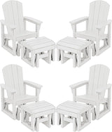 SERWALL Outdoor Glider Chair Set of 4 with Ottoman, HDPE Wood-Like Patio Glider Set All-Weather Porch Glider for Outside - Photo 1