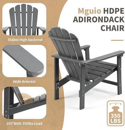 Stackable Adirondack Chairs Set of 6, Space Saving HDPE All-Weather Fire Pit Chair with Cover for Outdoor Lawn Porch Deck