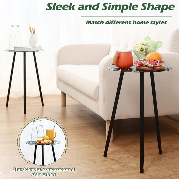 1 Pack Metal Outdoor Side Tables Small Outside Round End Table for Patio Modern Accent Garden Corner Table for Small - Photo 5