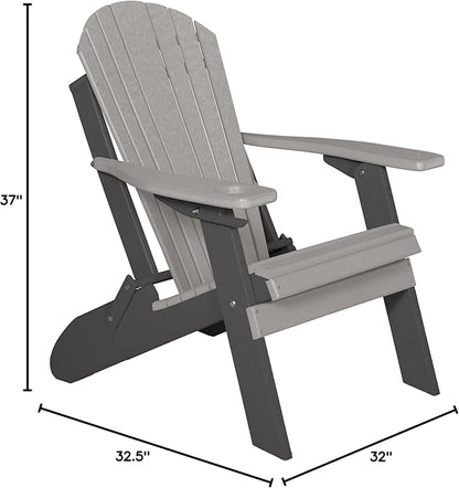 Furniture Barn USA Poly Folding Adirondack Chair with Smart Phone Holder, Light Gray and Gray