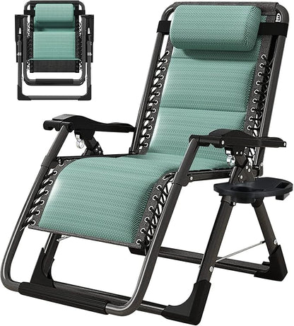 ABORON Zero Gravity Chair,Premium Outdoor Lawn Folding Lounge Chairs,Sturdy Adjustable Reclining Patio Chairs with Built in Cushion,Headrest & Tray