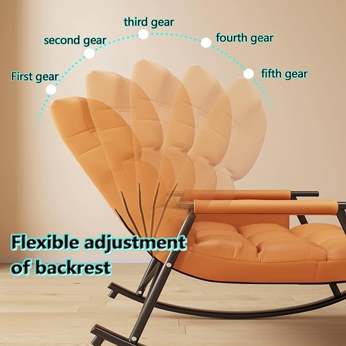 Modern Breathable Bedroom Rocking Chair, Living Room Sofa Lounger with Cushion, Garden Rocking Chair with armrests - Photo 3
