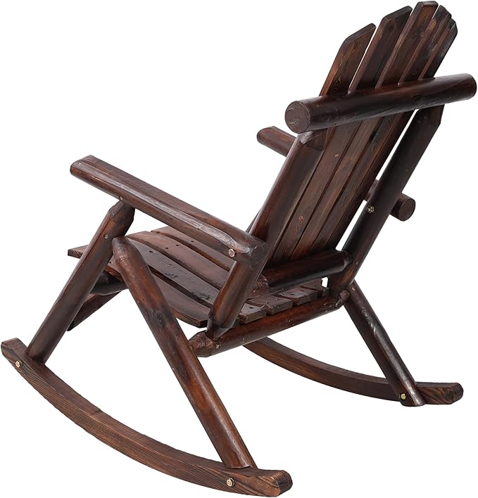 Ergonomic Fir Wood Porch Rocking Chair for Outdoor Relaxation and Garden Lounging with Heavy-Duty Support and Smooth Gliding Motion