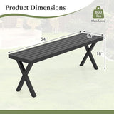 SlickBlue Outdoor Metal Bench 54 in Slatted Seat Heavy-Duty X Legs Patio Garden - Photo 3