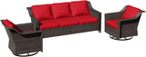 3 Pieces Patio Conversation Furniture Set - 1 Sofa, 2 Swivel Chairs - Photo 6