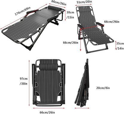 ZIRIA Household Foldable Portable Lunch Break Chair, Outdoor Camping Lawn Chair, Multi-Functional Balcony Single Lounge Chair, Reinforced Bracket, Suitable for Offices, Gardens, and Camping