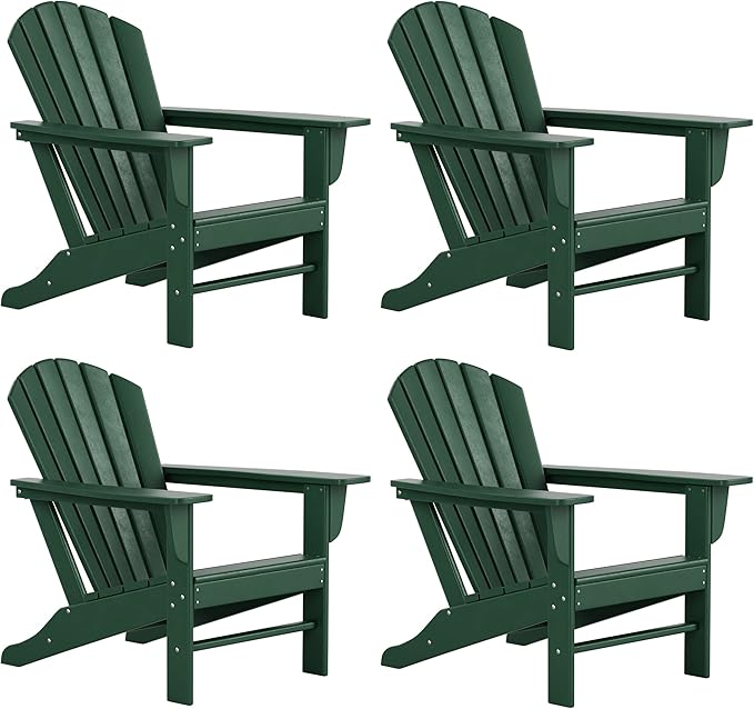 WestinTrends Dylan Outdoor Adirondack Chair (Set of 4), Dark Green
