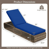 Tangkula Outdoor Chaise Lounge Chair Set of 2, 7-Position PE Wicker Patio Reclining Sun Lounger with Adjustable Backrest - Photo 3