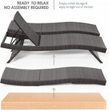 Nestl Chaise Lounge Chair Outdoor Set of 2, Wicker Patio Lounge Chair, Outdoor Lounge Chair with Reclining Backrest - Photo 4