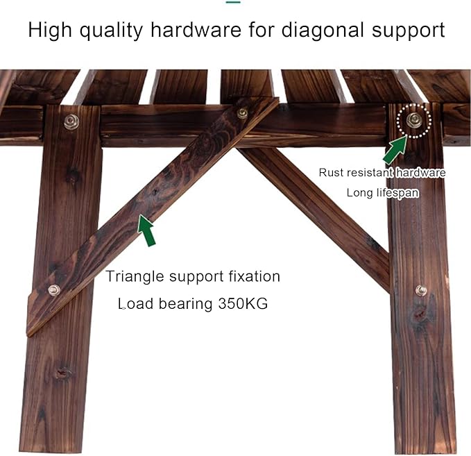 HM&DX Wooden Semicircular Garden Bench,Weatherproof Smooth Surface Outdoor Benches,Tree Bench Wrap Around Park Bench for Park Yard Patio Deck Lawn, 300kg Weight Capacity
