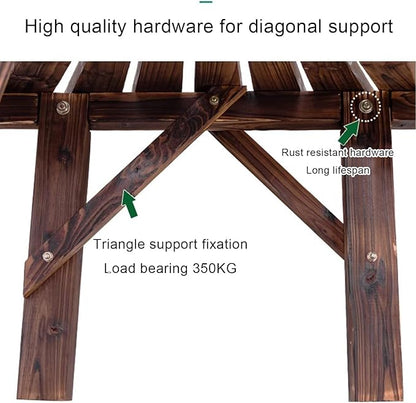 HM&DX Wooden Semicircular Garden Bench,Weatherproof Smooth Surface Outdoor Benches,Tree Bench Wrap Around Park Bench for Park Yard Patio Deck Lawn, 300kg Weight Capacity