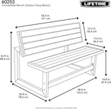 LIFETIME 60253 Outdoor Convertible Bench, 55 Inch, Harbor Gray - Photo 3