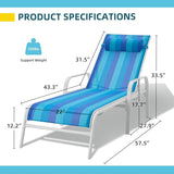 EROMMY Patio Chaise Lounge Chair, Set of 2 Outdoor Lounge Chairs with Adjustable Backrest - Photo 3