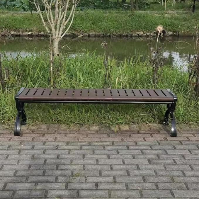 Outdoor Metal Garden Bench - Weather-Proof Park Furniture for Yard, Front Porch, and Pathway