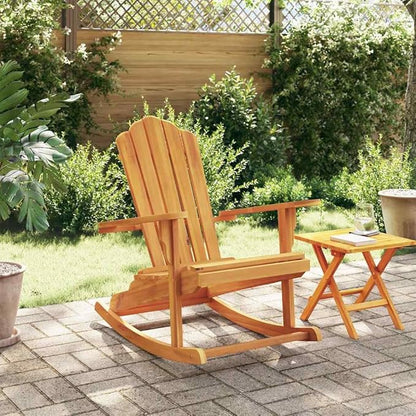 Solid Teak Outdoor Rocking Adirondack Chair with Oiled Finish for Patio and Garden Comfort