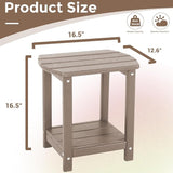 Adirondack Square Outdoor Side Table, 2-Tier Storage Patio Side Table - Photo 3