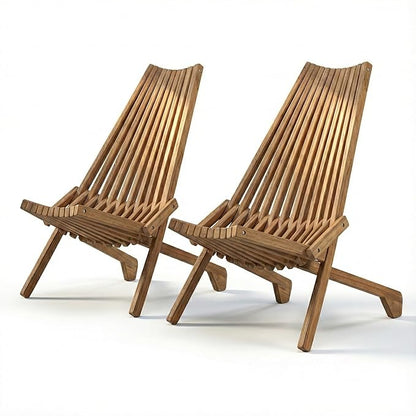 Wooden Folding Tamarack Chairs, Natural Wood Adirondack Chairs, Wood Folding Chair for Outdoor, Patio, Porch, Pool, Backyard, Garden, Balcony and Deck (1 Pack)
