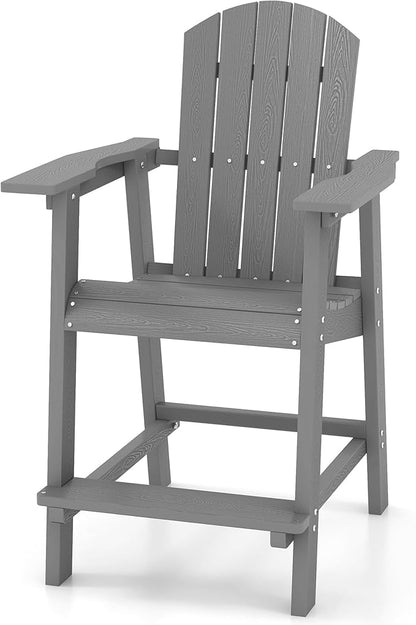 YITAHOME Tall Adirondack Chair, Poly Bar Height Balcony Seating, HIPS High Back Outdoor Chairs, Bar Stools Lifeguard Chair for Balcony Deck Pool Patio, Grey