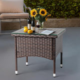 Outvita 20" Patio Coffee Table, Glass Tabletop Square Side Table, Waterproof & Rustproof, Adjustable Feet - Photo 2