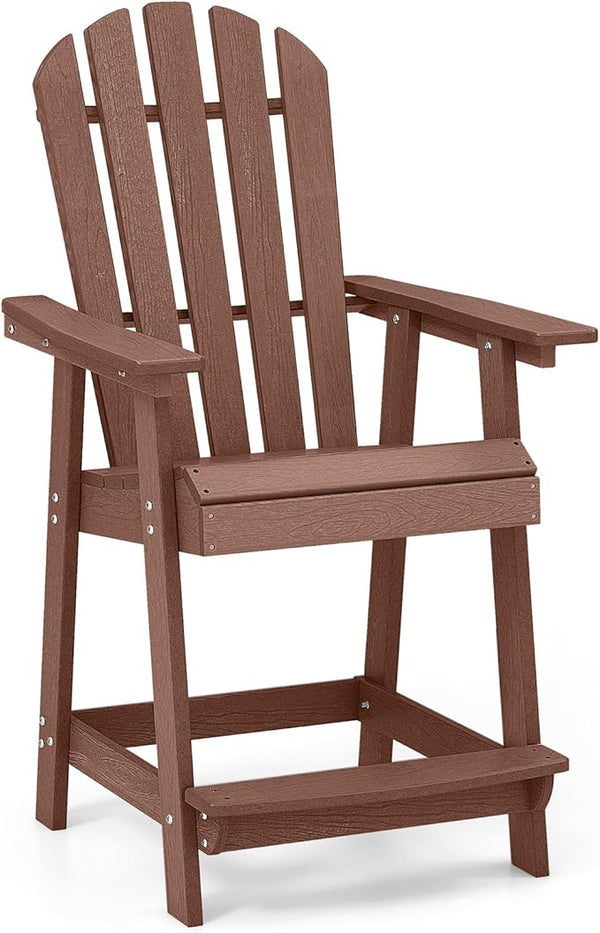 Tangkula Outdoor Bar Stool, HDPE Tall Adirondack Chair with Armrest & Footrest - Photo 1