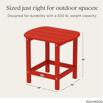 POLYWOOD SBT18SR South Beach 18" Outdoor Side Table, Sunset Red