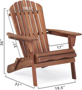 Wooden Folding Adirondack Chair Set of 2, Wood Lounge Patio Chair for Garden Outdoor - Photo 3