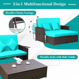 COSTWAY Patio Rattan Daybed with Cushions, Outdoor Wicker Loveseat Sofa with Storage Ottoman - Photo 4