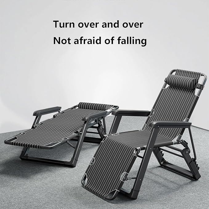 ZIRIA Household Foldable Portable Lunch Break Chair, Outdoor Camping Lawn Chair, Multi-Functional Balcony Single Lounge Chair, Reinforced Bracket, Suitable for Offices, Gardens, and Camping