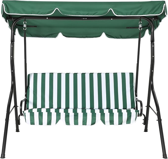 GarveeLife Outdoor Porch Swing Chair with Adjustable Canopy for Adults, 3-Seat Patio Glider Bench with Thick Cushions - Photo 8